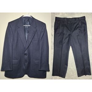 Vintage 2pc Burberrys Grey Wool Suit Jacket & Trouser Set